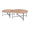 Mercana Helios Brown Solid Wood Top Black Metal Base Nesting Coffee Tables- Set of 2