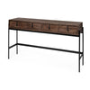 Mercana Glenn Dark Brown Wood w/ Black Iron Frame 4 Drawer Console Table
