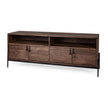 Mercana Glenn Dark Brown Wood w/ Black Iron Frame Media Console w/ Storage, TV Stand for TV up to 71