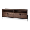 Mercana Glenn Dark Brown Wood w/ Black Iron Frame Media Console w/ Storage, TV Stand for TV up to 71