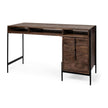 Mercana Glenn Dark Brown Wood w/ Black Iron Frame, 3 Drawer Office Desk