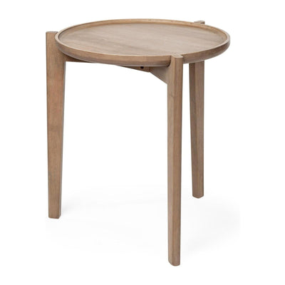 Mercana Cleaver I 22 x 24 Round Top Brown Solid Wood Accent Table