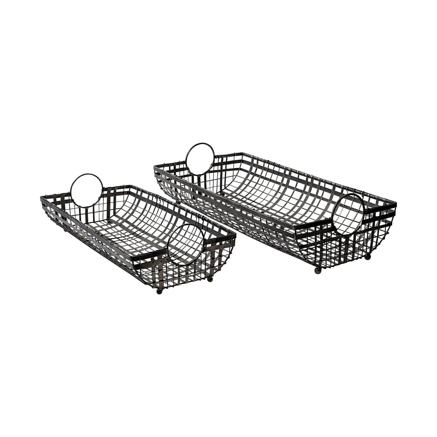 Mercana Kenneth Gray Metal Baskets- Set of 2 Clearance