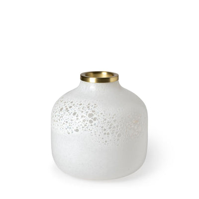 Mercana Pearl Short White Gold Rim Glass Vase Clearance