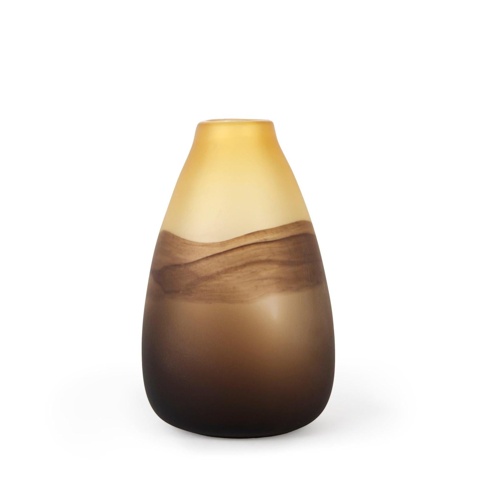 Mercana Pyla Yellow/Brown Glass Sand Dune Inspired Vase