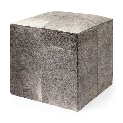 Mercana Zahavi Grey-toned Hair-on-hide Ottoman