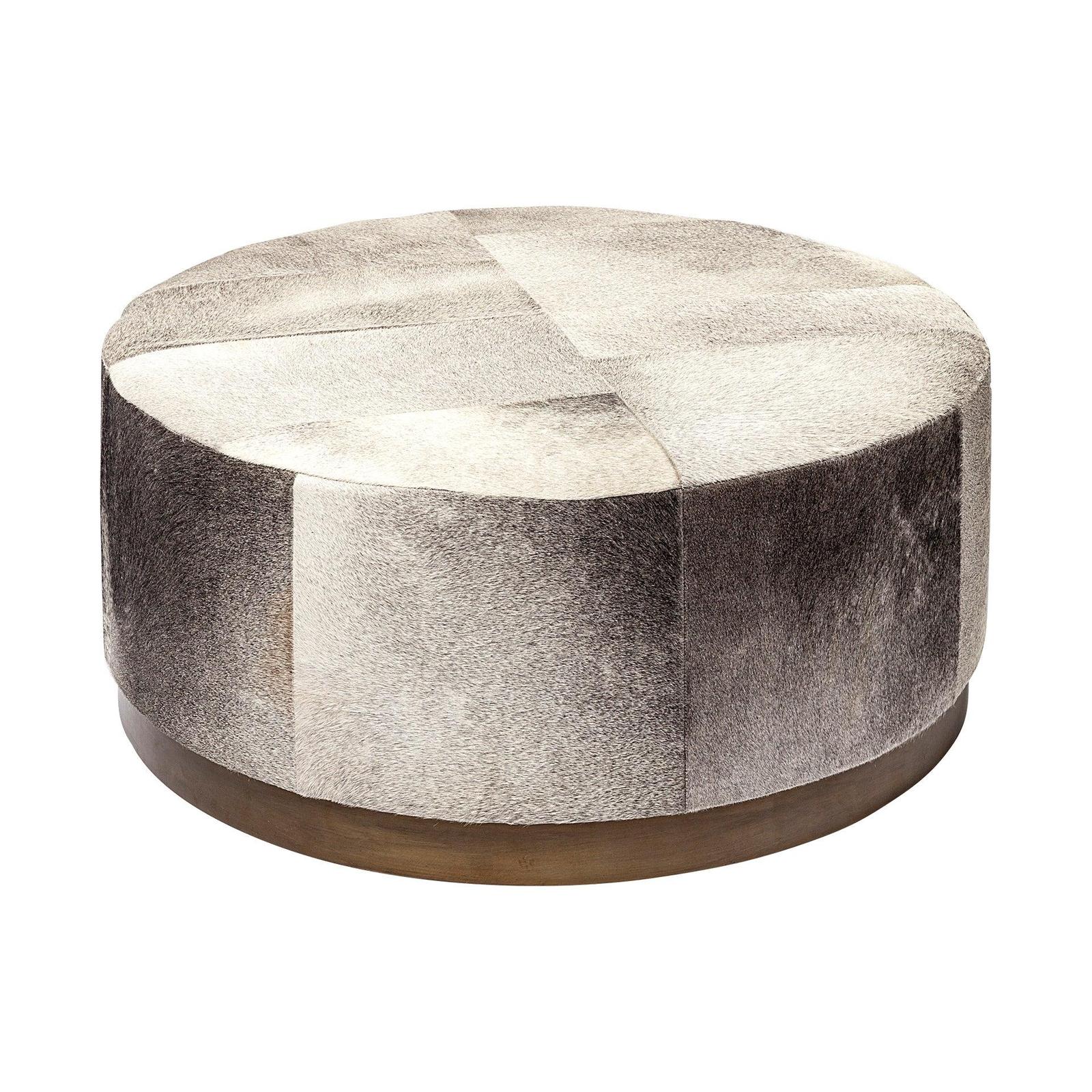 Mercana Zahavi Grey-toned Hair-on-hide Ottoman