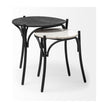 Mercana Etienne Round Top Black Wood and Marble Top Nesting Table - Set of 2 Clearance