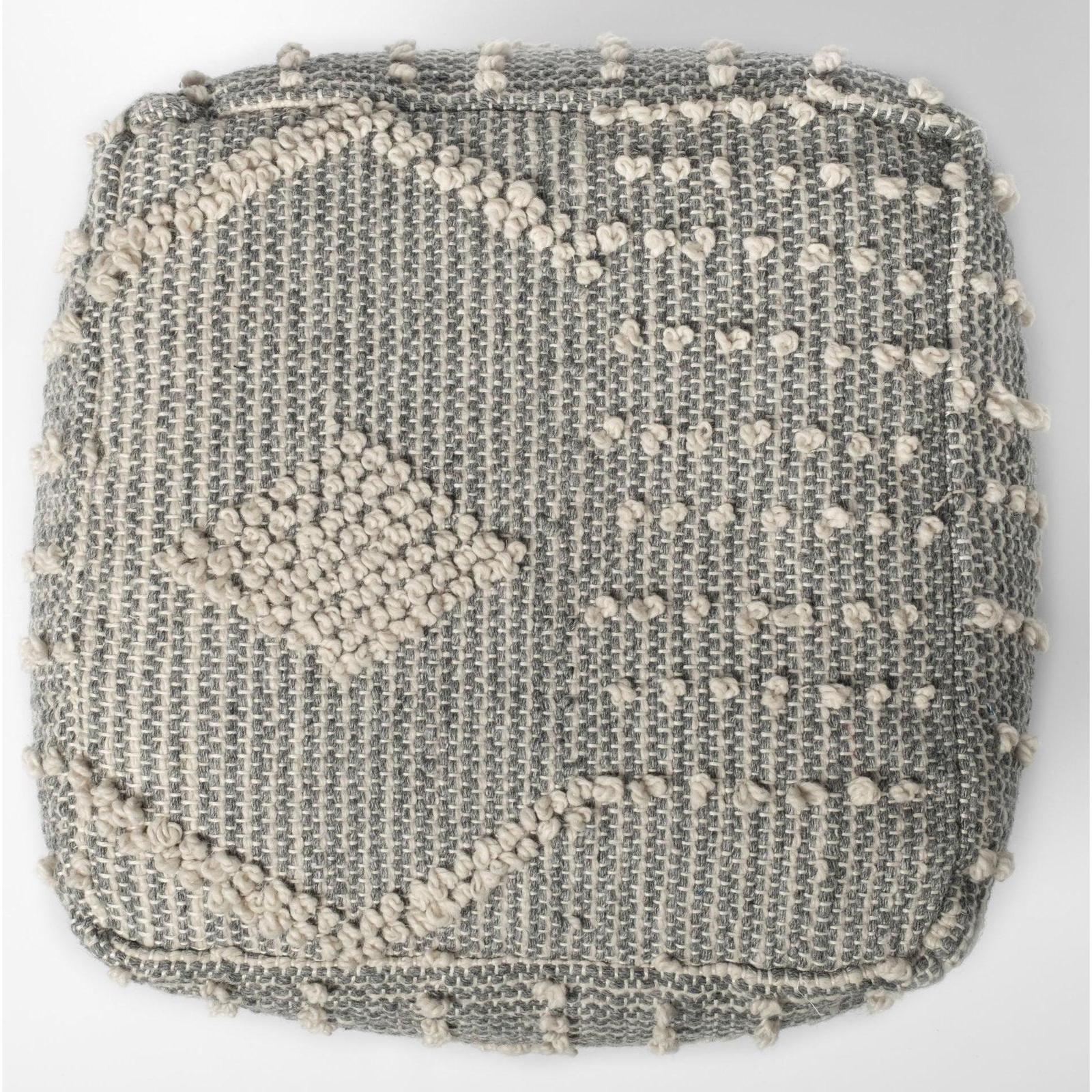 Mercana Brinket Gray/Cream Polyester Handwoven Square Pouf Clearance