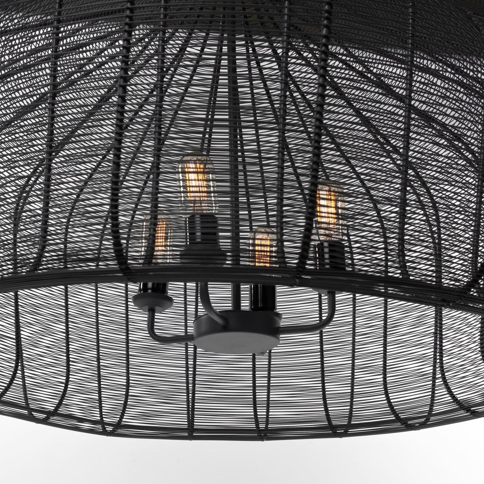 Mercana Camila Black Metal Mesh-Style Four Bulb Chandelier