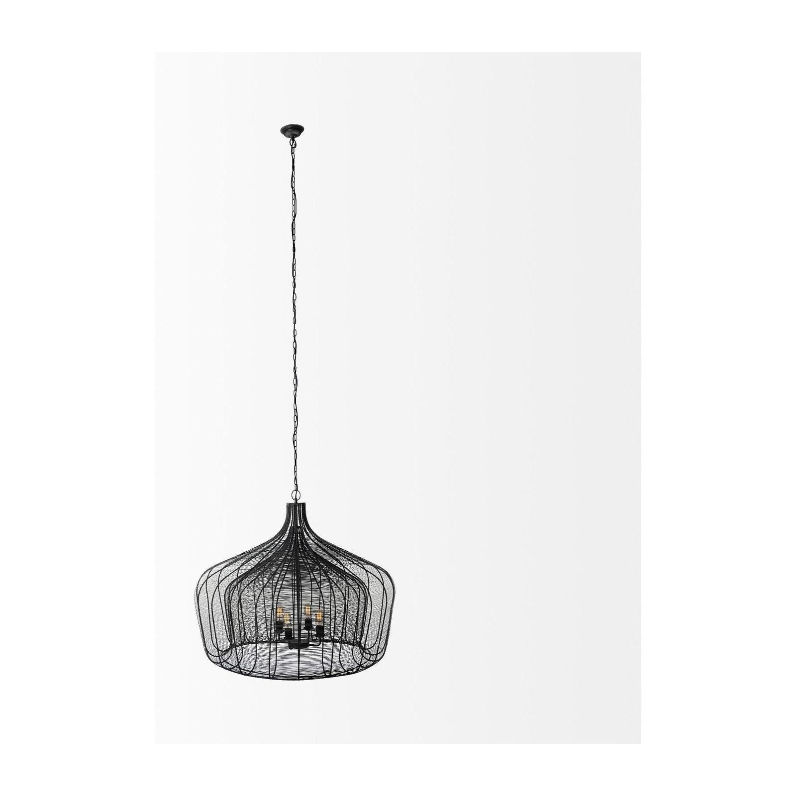 Mercana Camila Black Metal Mesh-Style Four Bulb Chandelier