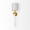 Mercana Santander Gold Metal and White Linen Shade Wall Sconce Clearance