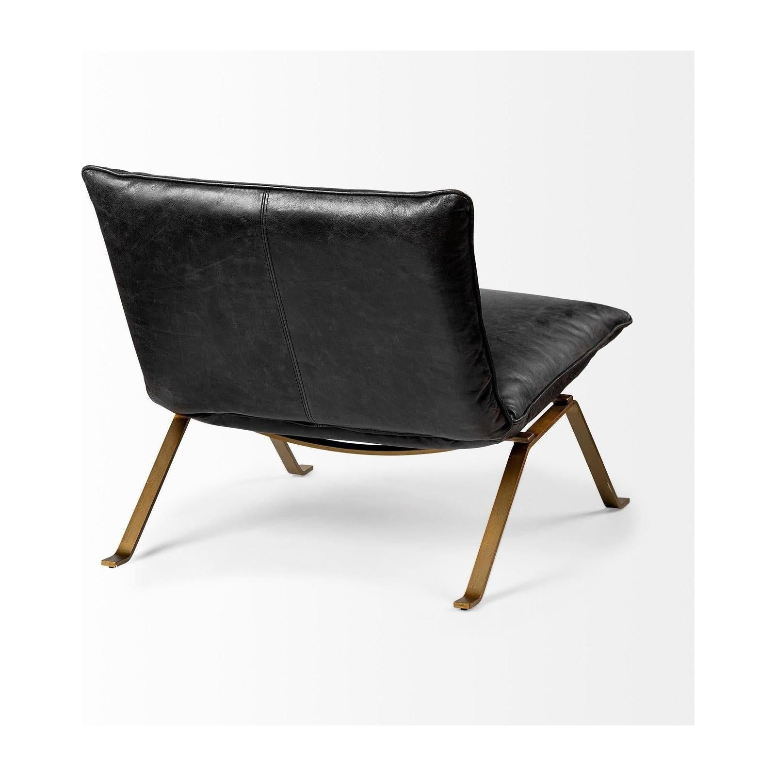 Mercana Flavelle Leather Cushion Seat and Solid Iron Base Accent Chair Clearance