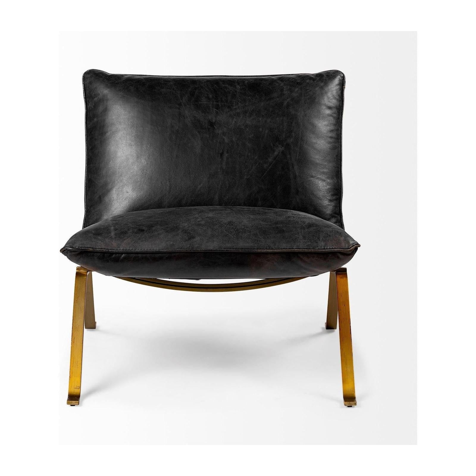 Mercana Flavelle Leather Cushion Seat and Solid Iron Base Accent Chair Clearance