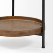Mercana Kade Round Top Natural Brown Wood and Gray Metal Frame Tray-Style End/Side Table Clearance