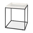 Mercana Nathan Square Top White Marble and Black Metal End/Side Table Clearance