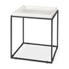 Mercana Nathan Square Top White Marble and Black Metal End/Side Table Clearance