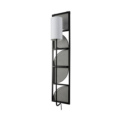 Mercana Navin Black Metal Body White Fabric Shade Rectangular Wall Sconce