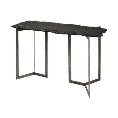 Mercana Shale Black Live-Edge Slate and Iron Console Table Clearance