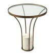 Mercana Jacinta Round Glass Top Metal and Marble Pedestal End/Side Table