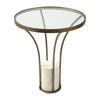 Mercana Jacinta Round Glass Top Metal and Marble Pedestal End/Side Table