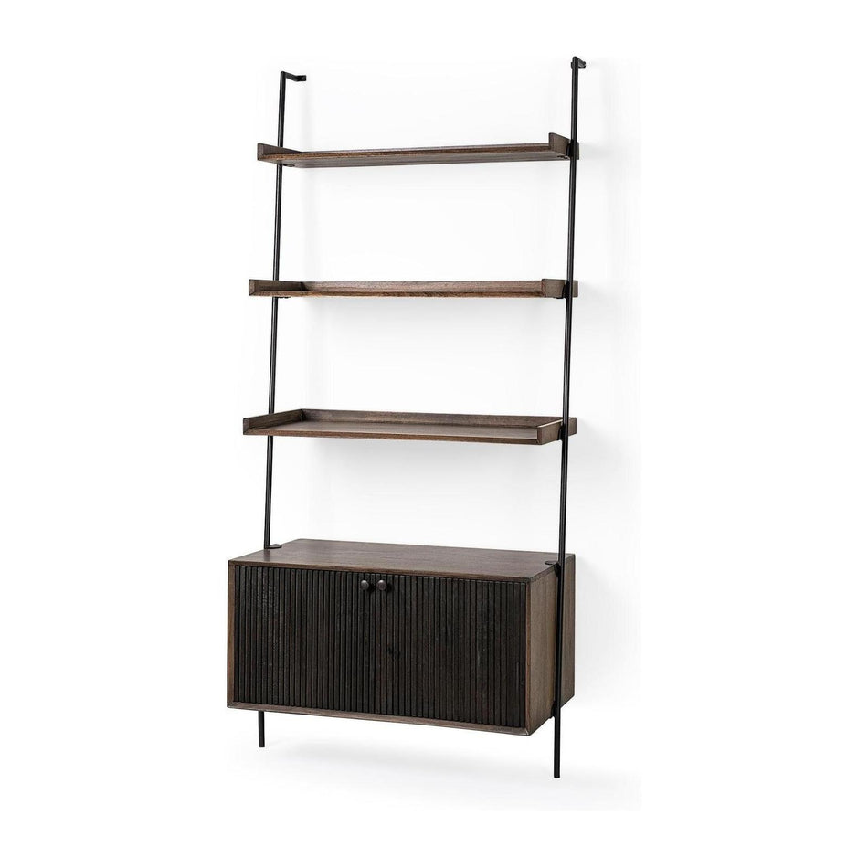 Mercana Grace Two-Toned Brown Wood Three Shelf Shelving Unit