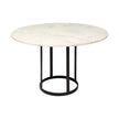 Mercana Tanner White Marble Top Black Metal Base Dining Table Clearance