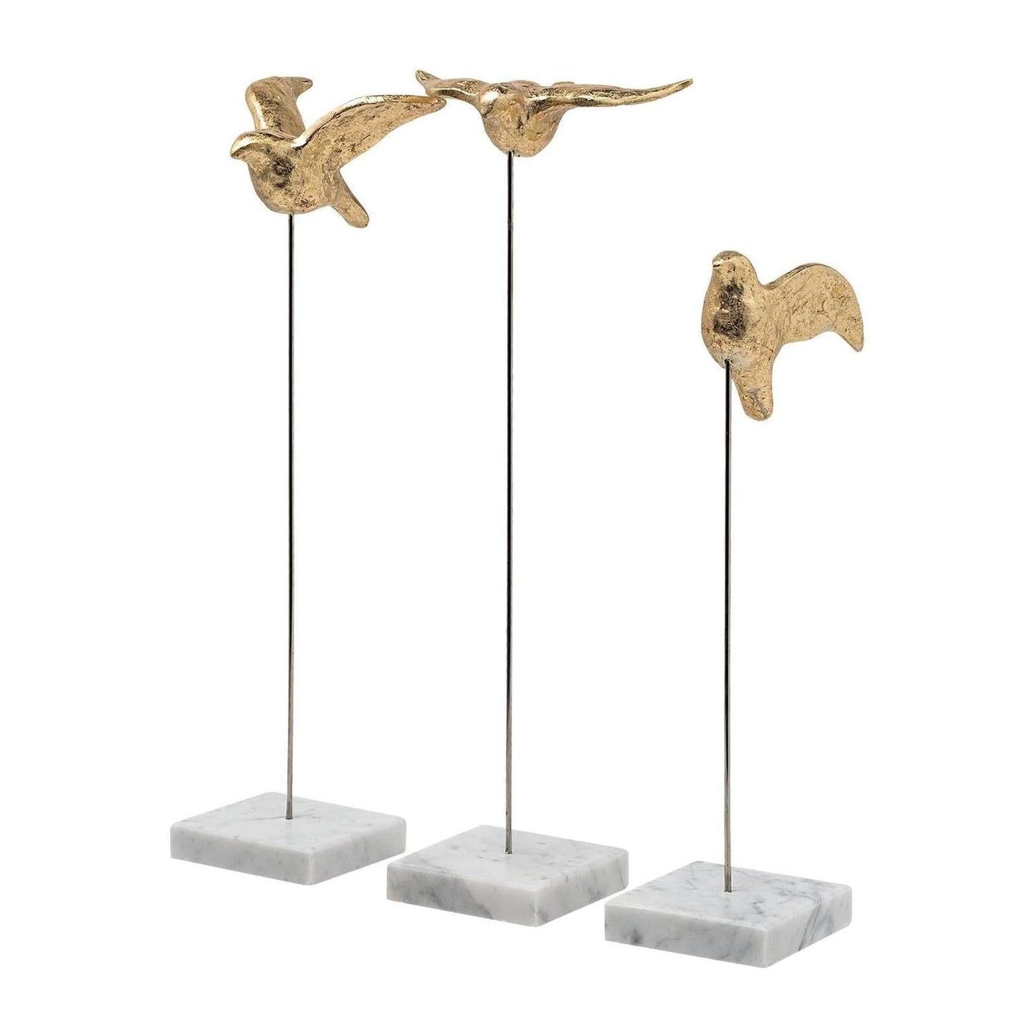 Mercana Aya Gold Metal Decorative Birds - Set of 3