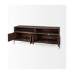 Mercana Glenn Dark Brown Wood w/ Black Iron Frame Media Console w/ Storage, TV Stand for TV up to 71