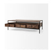 Mercana Glenn Dark Brown Wood w/ Black Iron Frame, Rectangle 3 Drawers Coffee Table