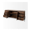 Mercana Glenn Dark Brown Wood Frame w/ Black Iron Accent, 6 Drawer, 2 Door Cabinet Sideboard