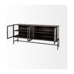 Mercana Arelius Black Metal Base w/ 4 Glass Cabinet Doors Sideboard