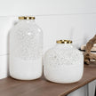 Mercana Pearl Short White Gold Rim Glass Vase Clearance