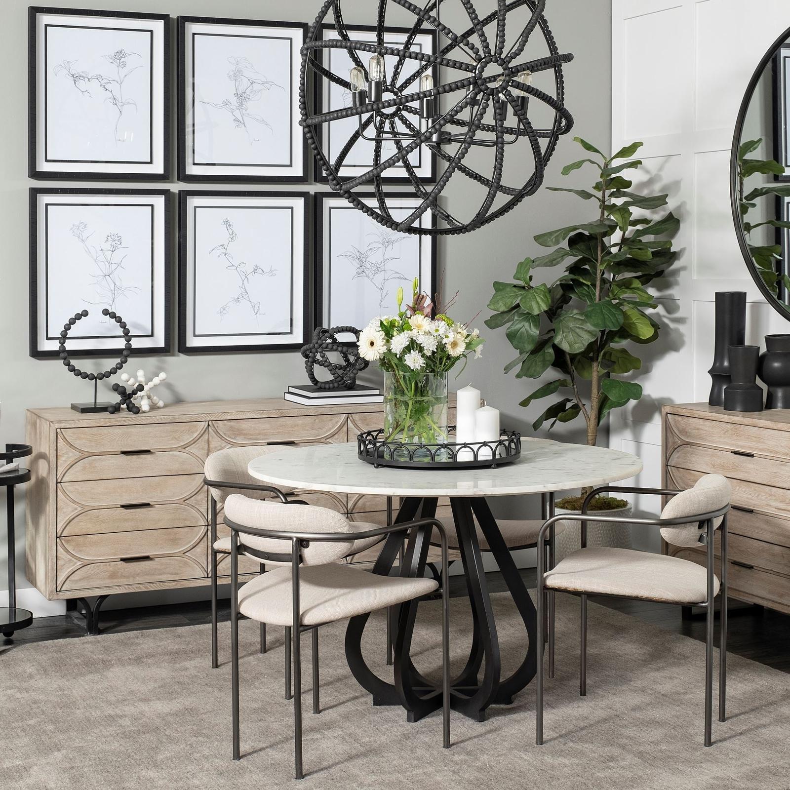 Mercana Giselle Brown Fir Veneer W/Black Metal Leg 9 Drawer Sideboard Clearance