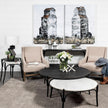 Mercana Etienne Round Top Black Wood and Marble Top Nesting Table - Set of 2 Clearance