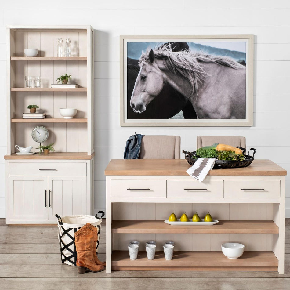 Mercana Fairview White and Medium Brown Wood Three Shelf Shelving Unit