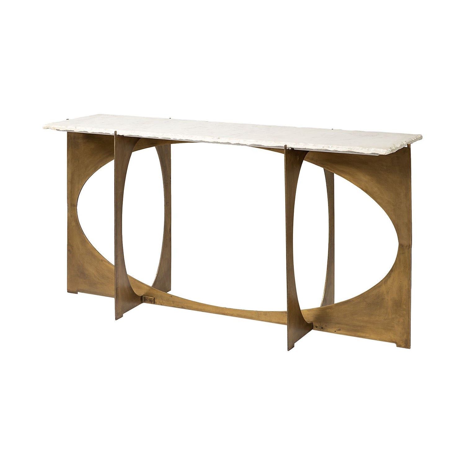 Mercana Reinhold IV White Marble Top Gold Metal Base Console Table