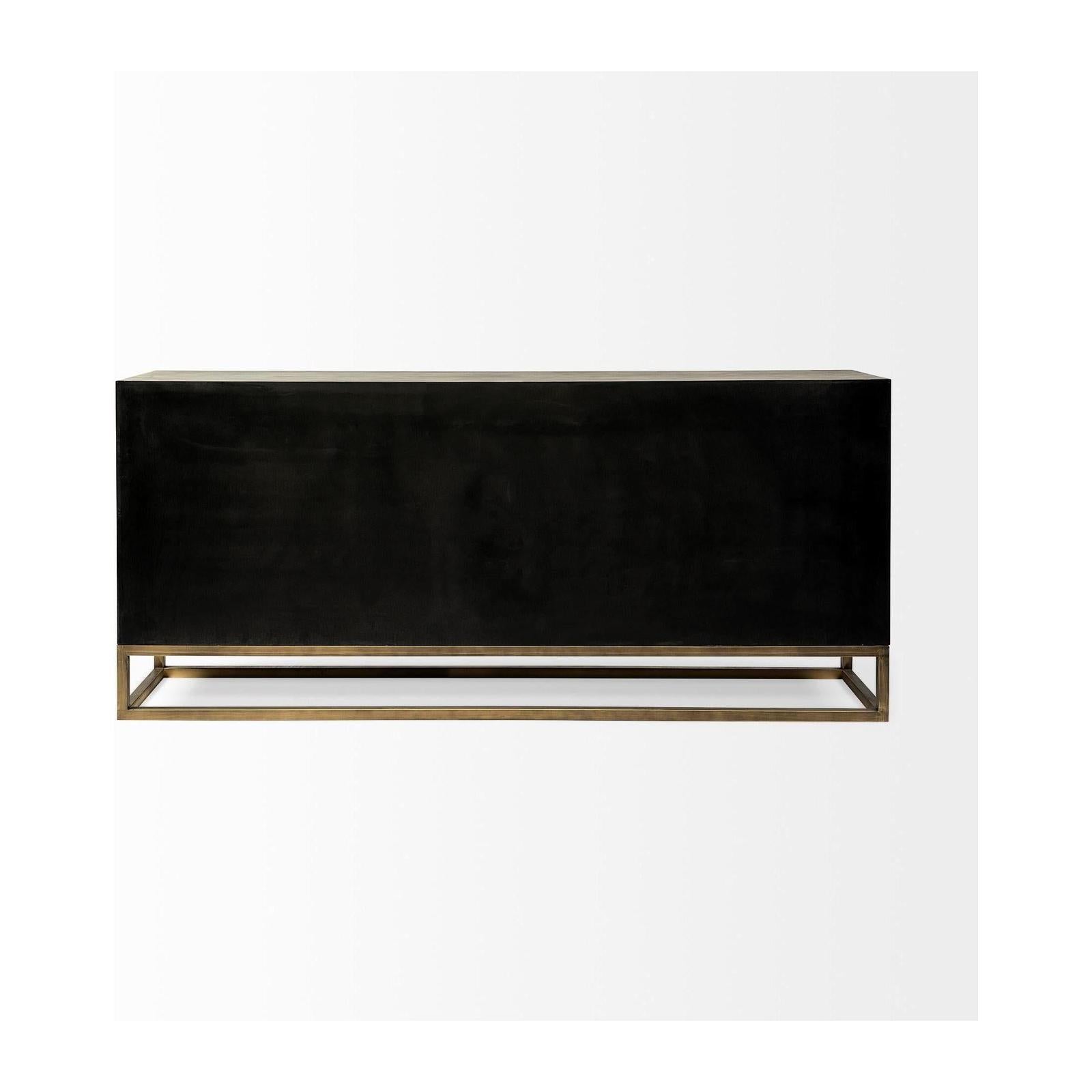 Mercana Genevieve Gray Fir Veneer W/Gold Metal Frame Base 9 Drawer Sideboard Clearance