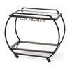 Mercana Chriselle Black Metal And Glass Two Tier Bar Cart Clearance