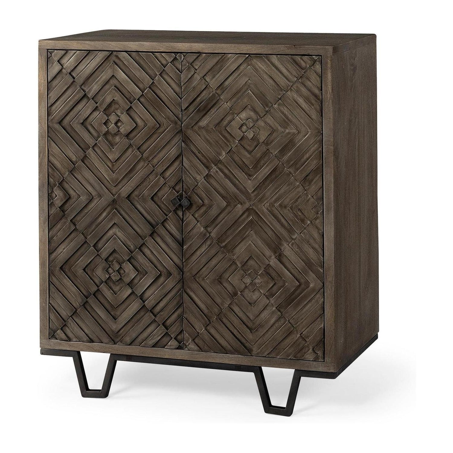 Mercana Argyle Dark Brown And Metal 2 Door Accent Cabinet Clearance