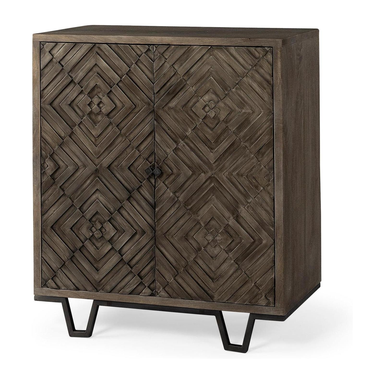 Mercana Argyle Dark Brown And Metal 2 Door Accent Cabinet Clearance