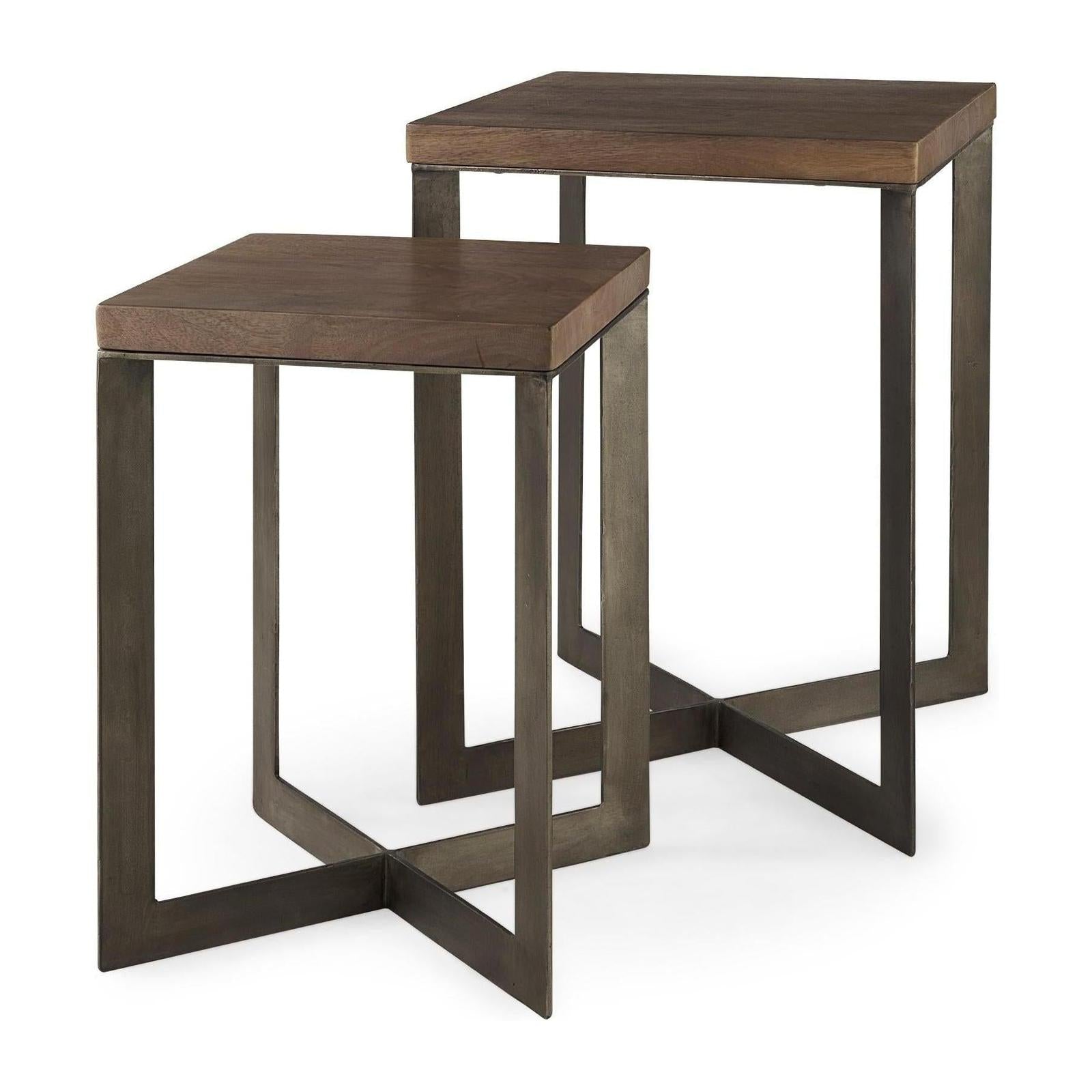 Mercana Faye Gold Metal Base Accent Tables- Set of 2