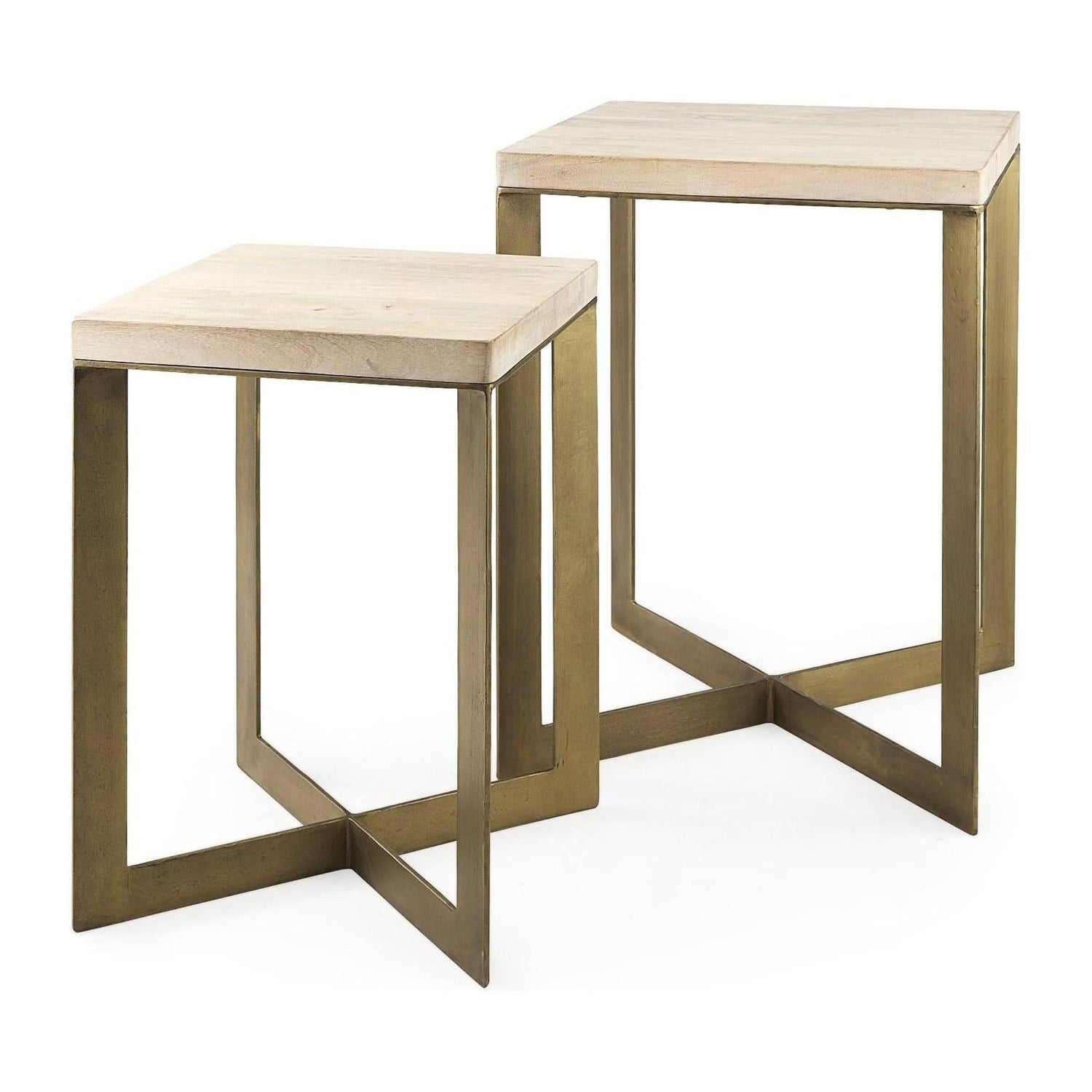 Mercana Faye Gold Metal Base Accent Tables- Set of 2