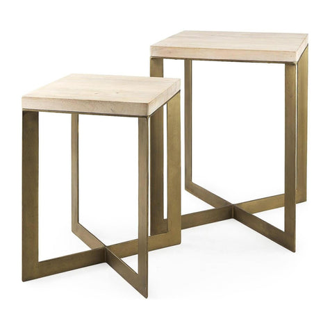 Mercana Faye Gold Metal Base Accent Tables- Set of 2