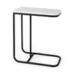 Mercana Kyra White Marble Top W/Black Iron Frame C-Shaped End and Side Table
