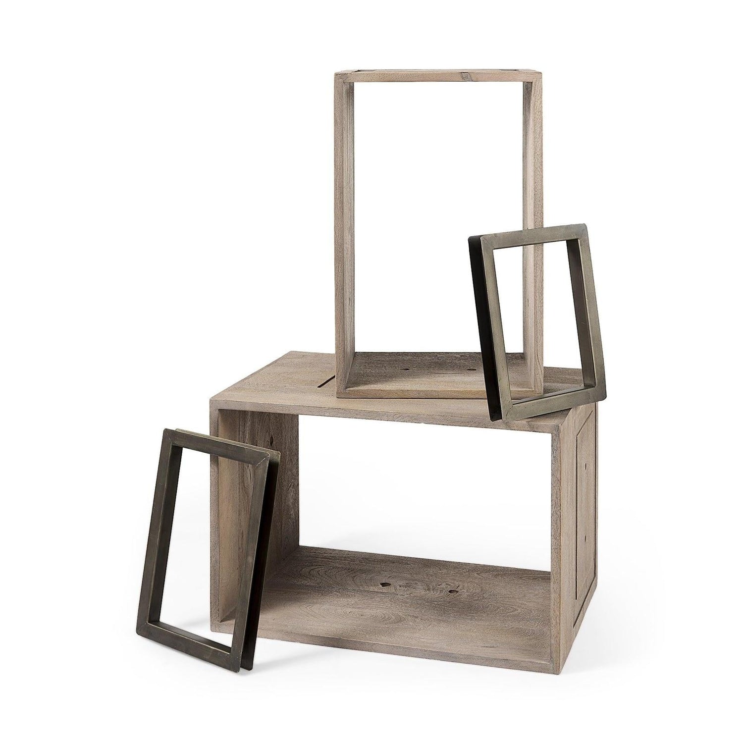 Mercana Simul Light Brown Wood Modular Shelving Unit- Set of 2 Clearance