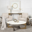 Mercana Reinhold IV White Marble Top Gold Metal Base Console Table