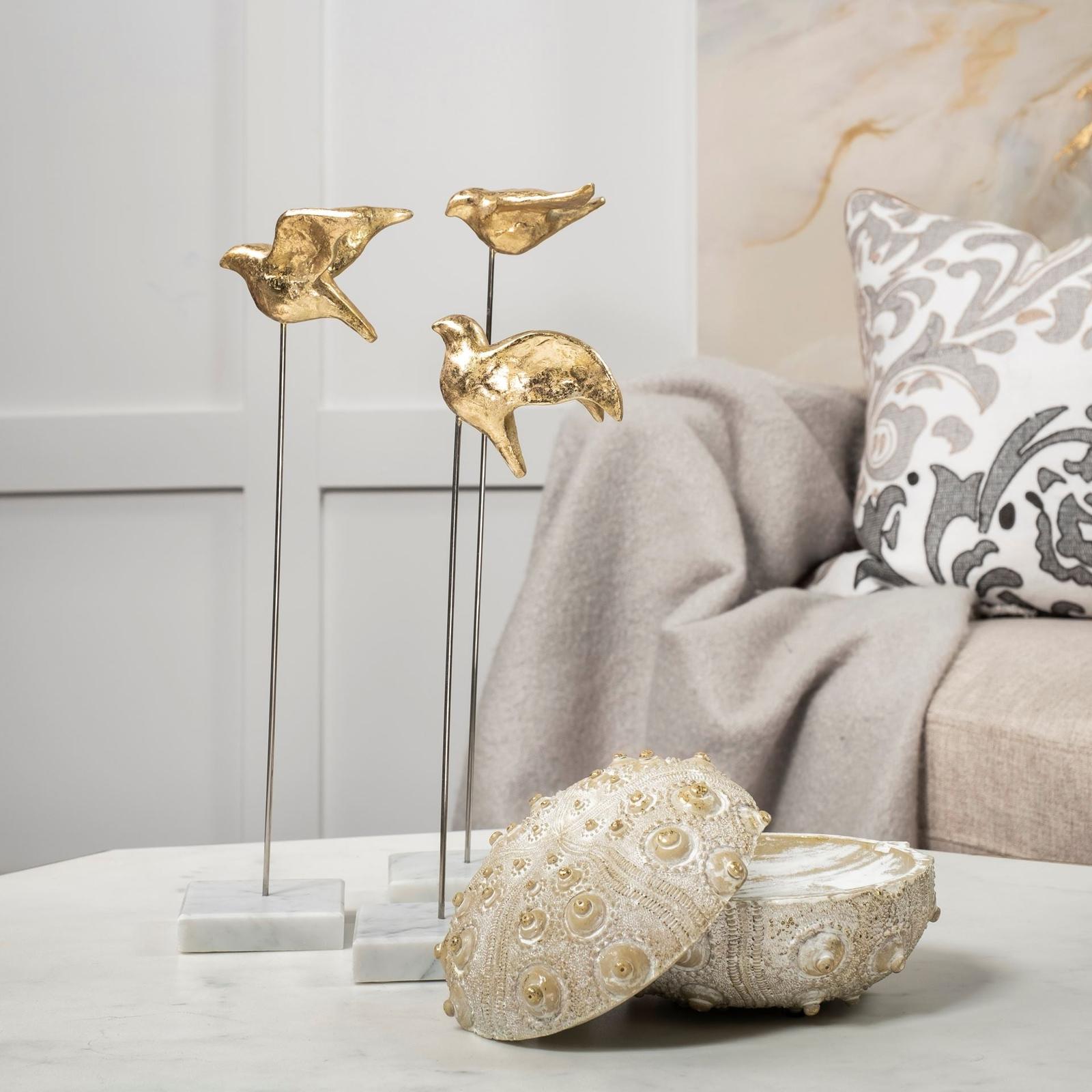 Mercana Aya Gold Metal Decorative Birds - Set of 3