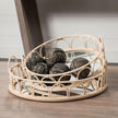 Mercana Leona Natural Wicker Woven Mirrored Base Nesting Trays- Set of 2 Clearance