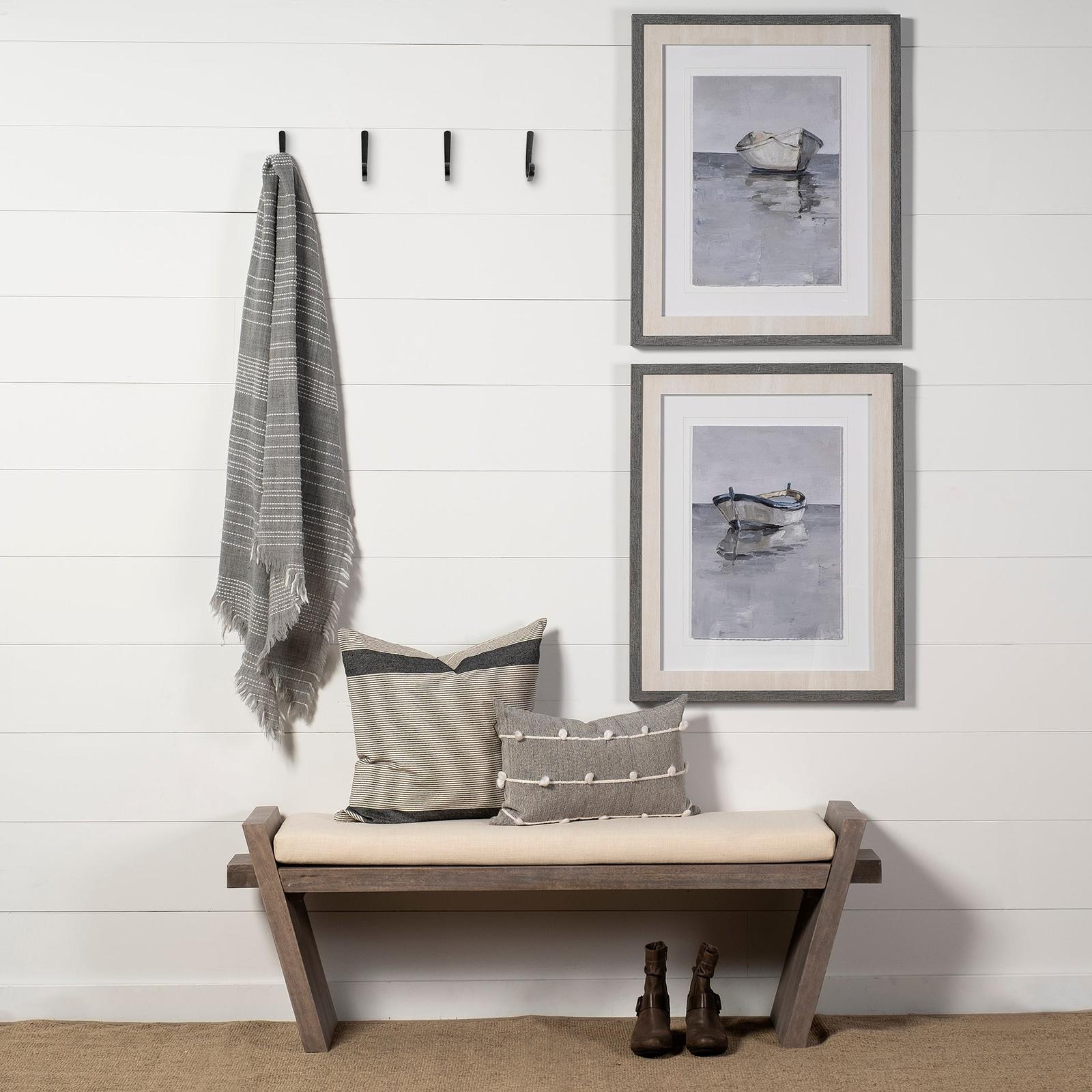 Mercana Elaine Brown Wood Upholstered Cream Seat Entryway Bench Clearance
